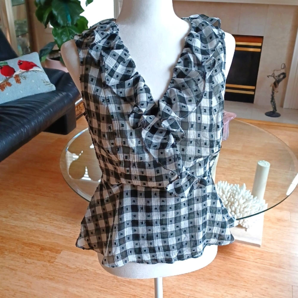 Maison d'Ame`lie Ruffled Blouse, Size Small